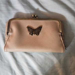Beige butterfly decal wallet